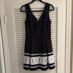 NWT Alya Black and White Fit and Flare Mini Dress